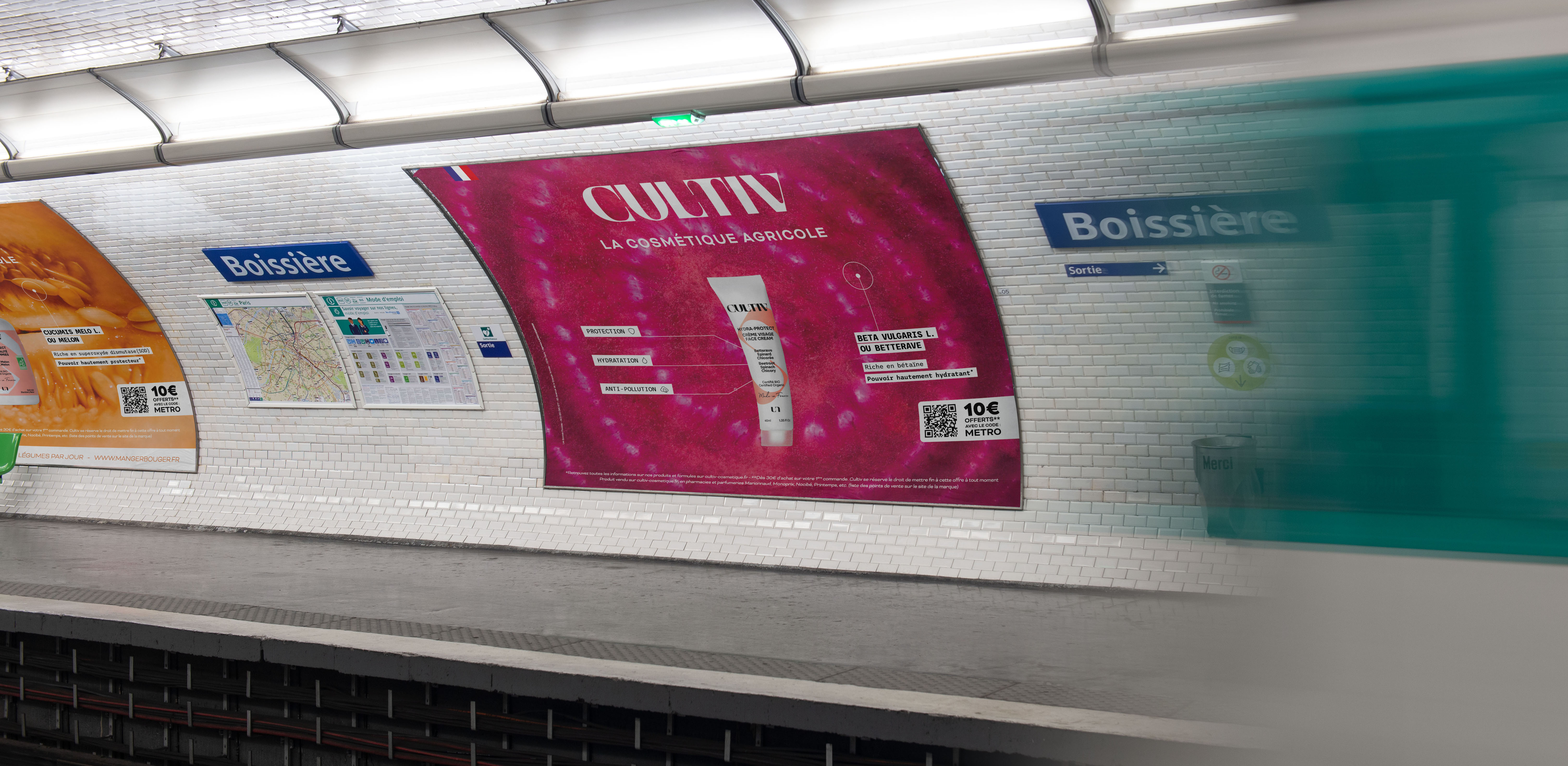Cultiv cosmétique affichage métro Paris betterave